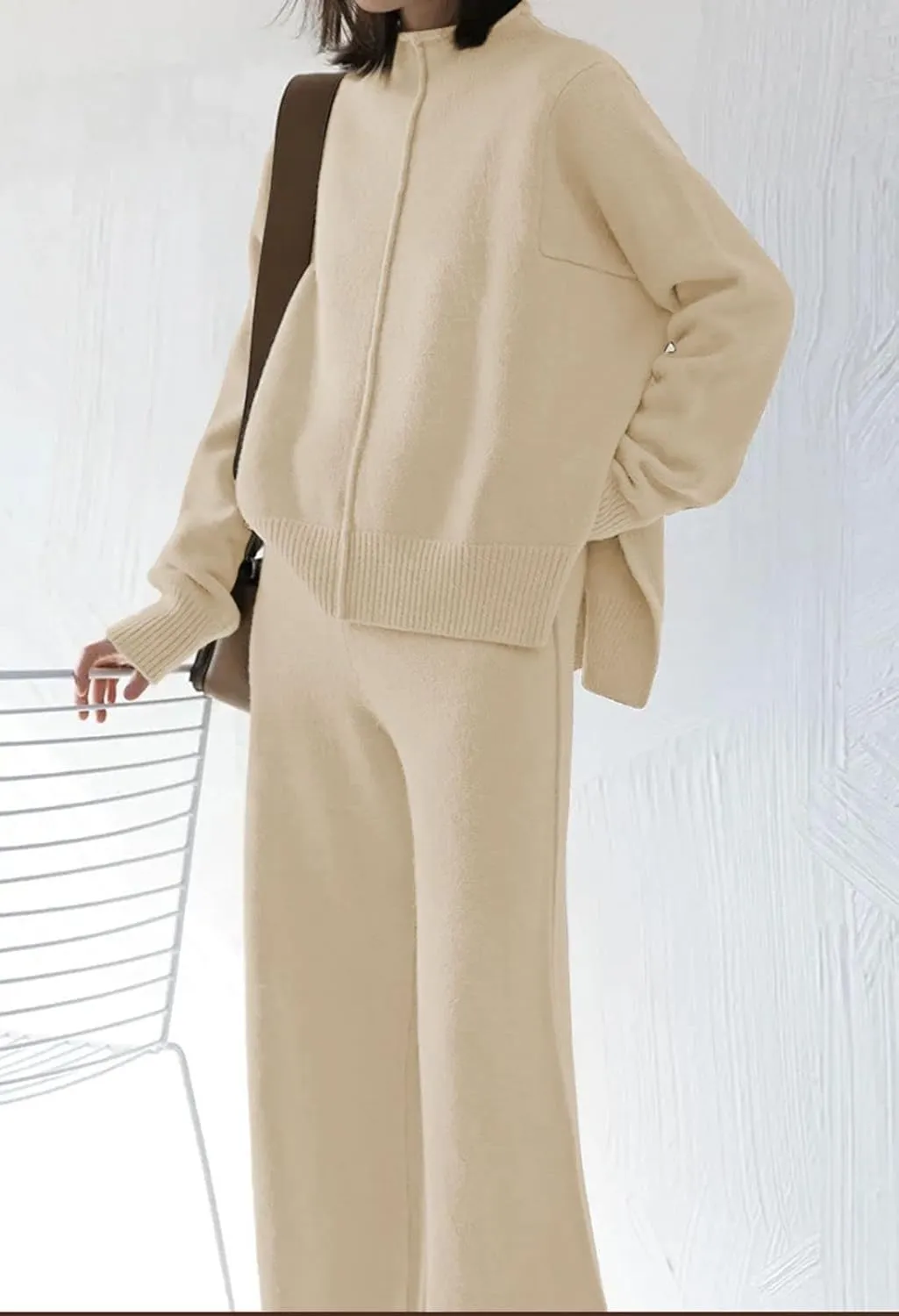 TOLENY Women's 2 Piece Lounge Sets Pullover Sweater and Wide Leg Pants Tracksuit Outfits