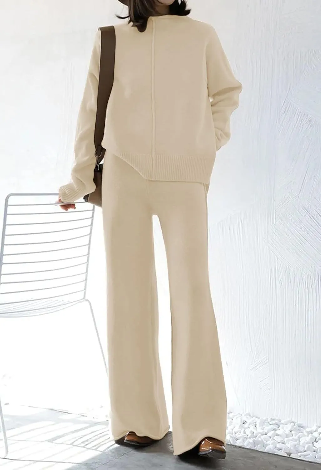 TOLENY Women's 2 Piece Lounge Sets Pullover Sweater and Wide Leg Pants Tracksuit Outfits