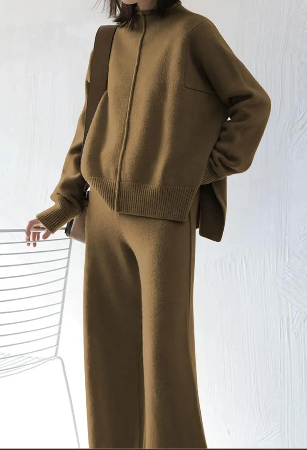 TOLENY Women's 2 Piece Lounge Sets Pullover Sweater and Wide Leg Pants Tracksuit Outfits