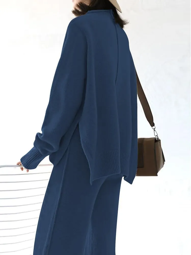 TOLENY Women's 2 Piece Lounge Sets Pullover Sweater and Wide Leg Pants Tracksuit Outfits