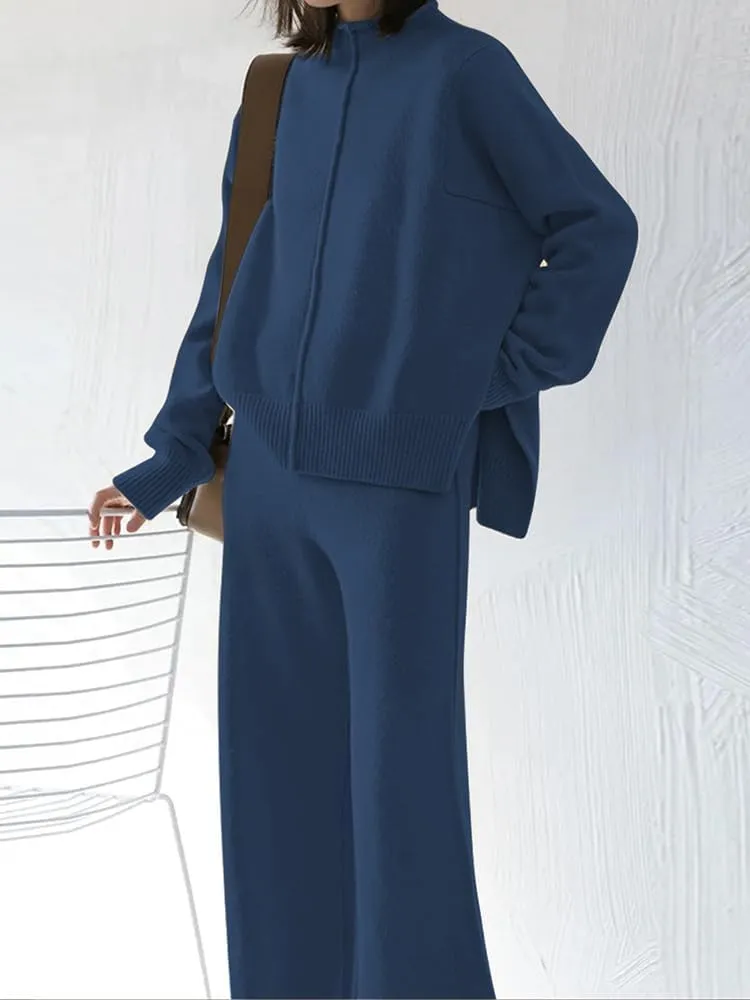 TOLENY Women's 2 Piece Lounge Sets Pullover Sweater and Wide Leg Pants Tracksuit Outfits