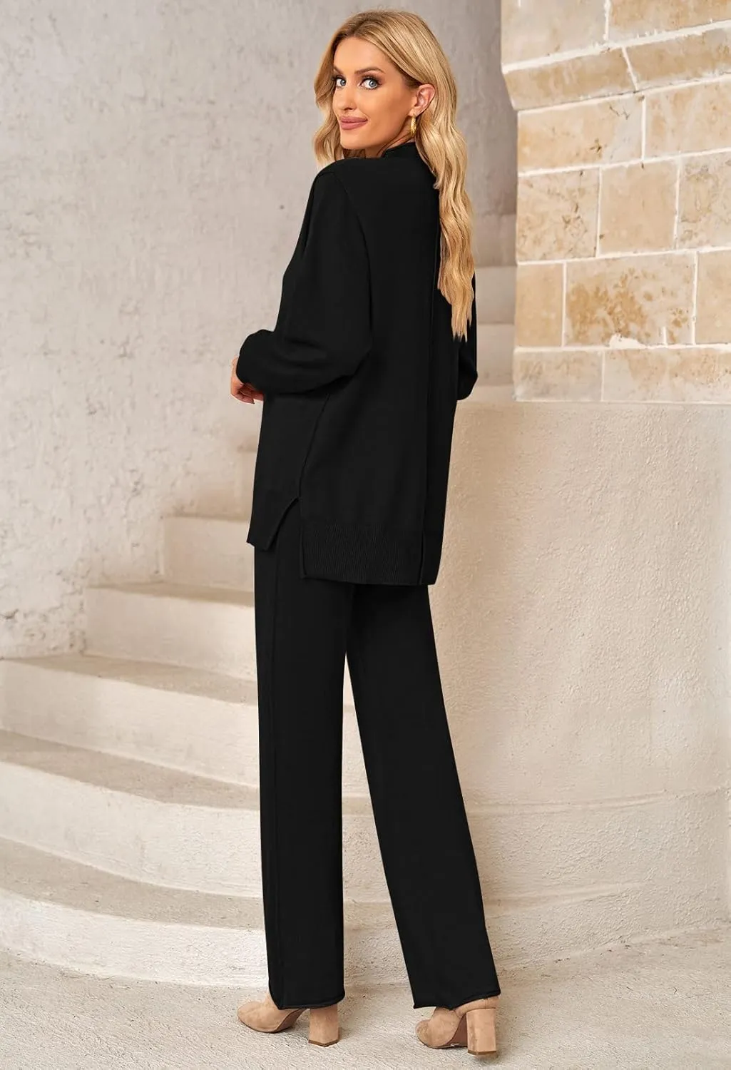 TOLENY Women's 2 Piece Lounge Sets Pullover Sweater and Wide Leg Pants Tracksuit Outfits
