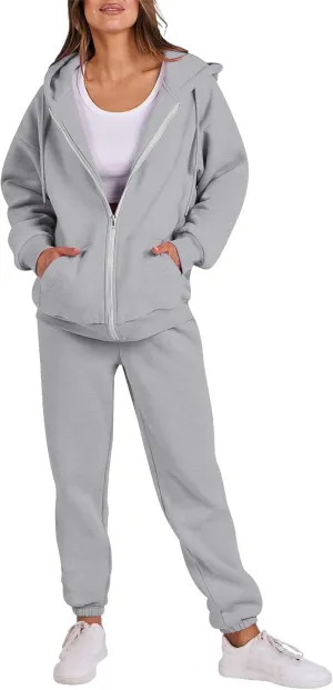 Track Suits for Women Set 2 Piece Sweatsuit Fleece Lined Lounge Set Zip Up Sweatshirt and Sweatpants Casual Outfit