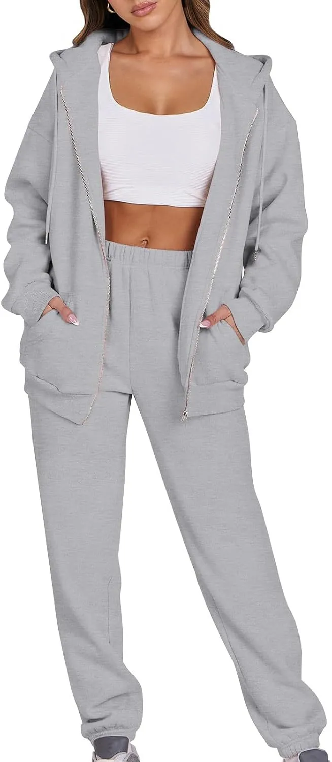 Track Suits for Women Set 2 Piece Sweatsuit Fleece Lined Lounge Set Zip Up Sweatshirt and Sweatpants Casual Outfit
