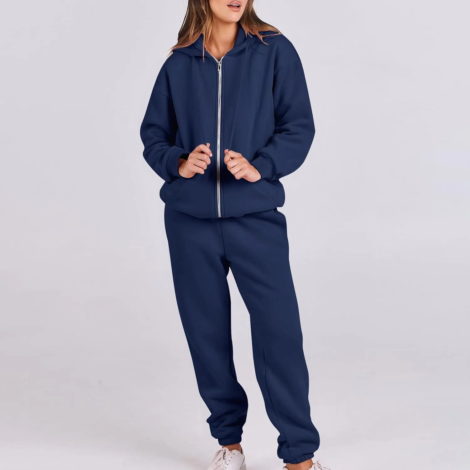 Track Suits for Women Set 2 Piece Sweatsuit Fleece Lined Lounge Set Zip Up Sweatshirt and Sweatpants Casual Outfit