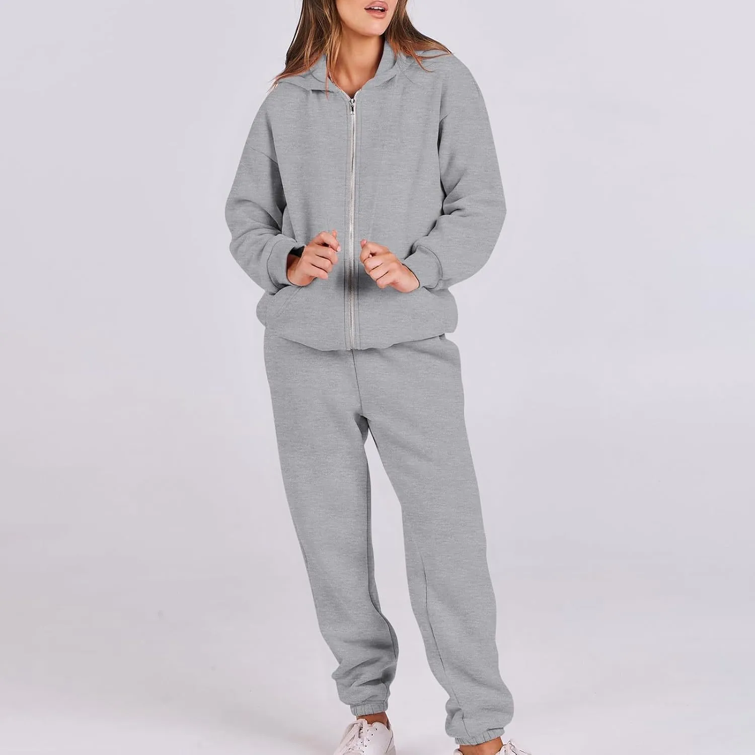 Track Suits for Women Set 2 Piece Sweatsuit Fleece Lined Lounge Set Zip Up Sweatshirt and Sweatpants Casual Outfit