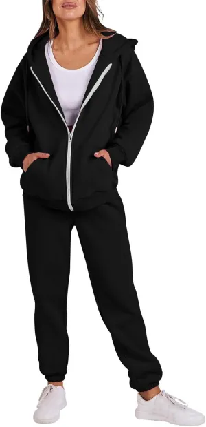 Track Suits for Women Set 2 Piece Sweatsuit Fleece Lined Lounge Set Zip Up Sweatshirt and Sweatpants Casual Outfit