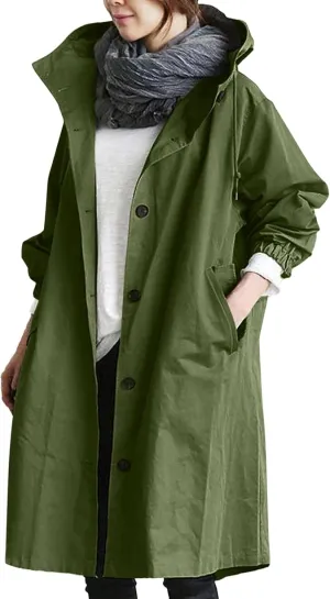 Trench Coat for Women 2025 Fall Winter Trendy Button Long Outwear Solid Color Long Sleeve Cute Jacket with Pockets