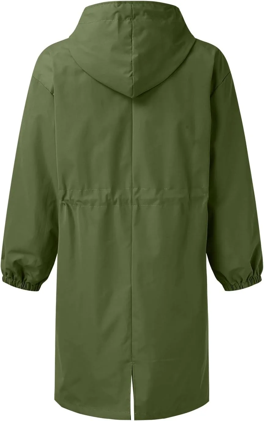 Trench Coat for Women 2025 Fall Winter Trendy Button Long Outwear Solid Color Long Sleeve Cute Jacket with Pockets