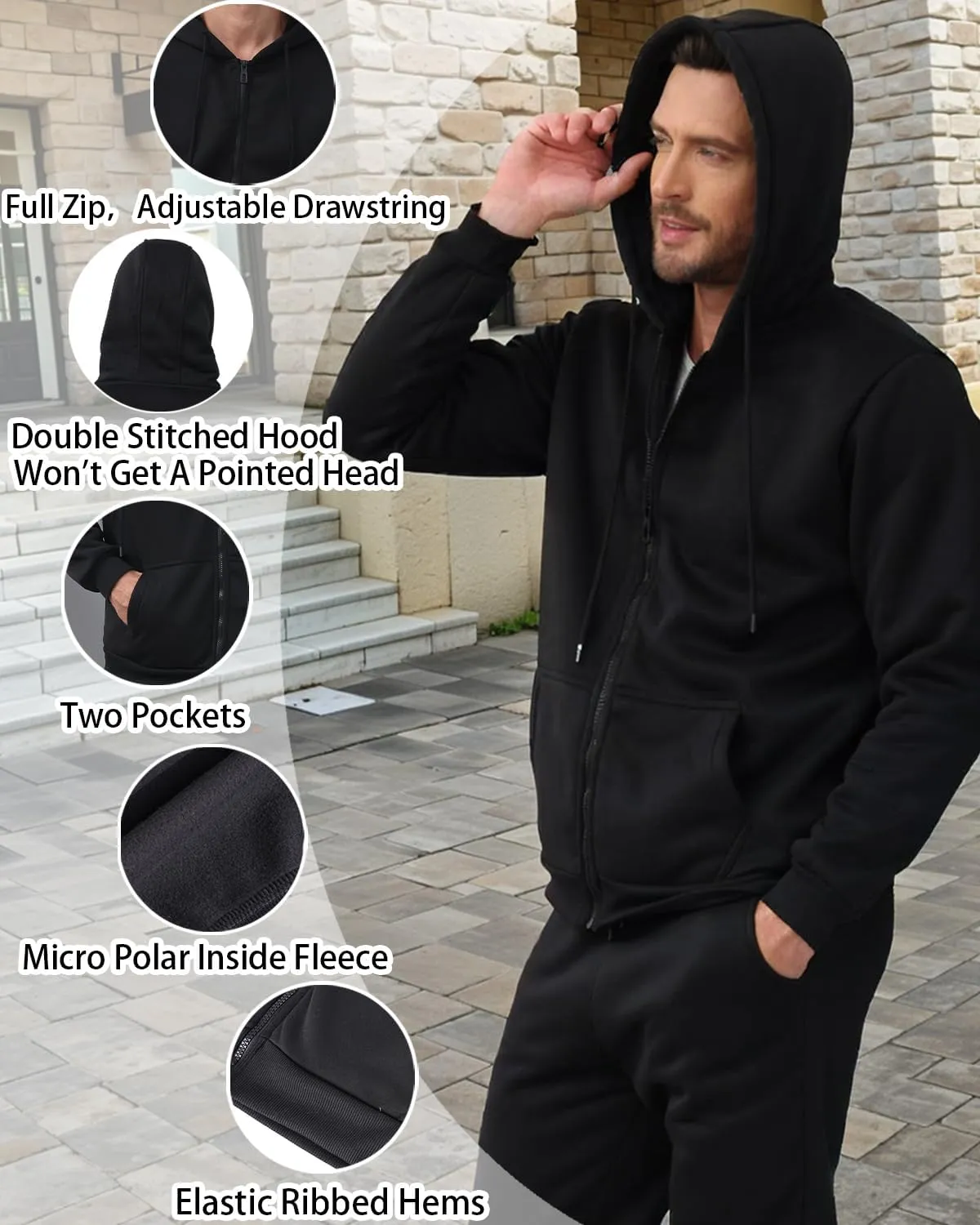 TUVEKE Mens Sweatsuit Casual Sweat Suits for Men 2 Piece Jogging Suits Sets Full Zip Hoodie and Pants Track Suits Mens Set