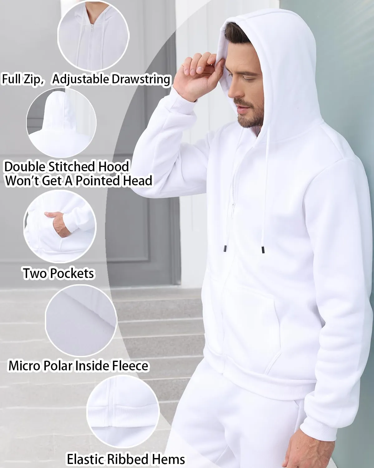 TUVEKE Mens Sweatsuit Casual Sweat Suits for Men 2 Piece Jogging Suits Sets Full Zip Hoodie and Pants Track Suits Mens Set