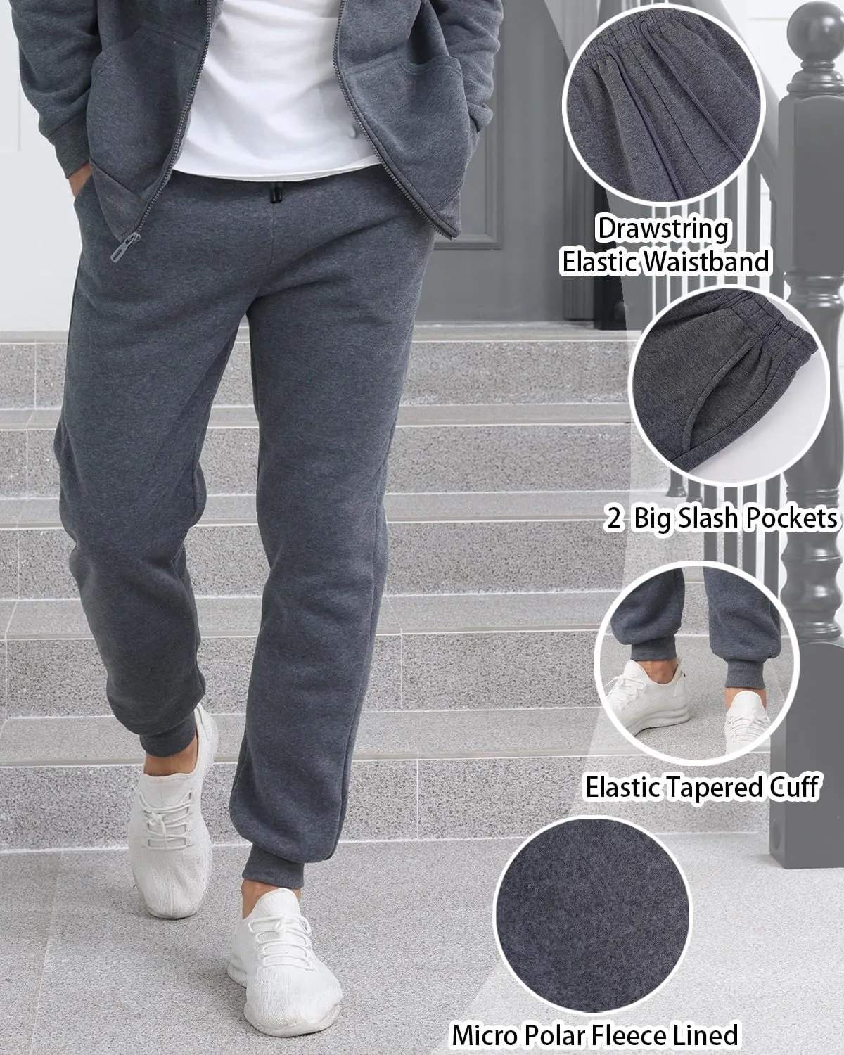 TUVEKE Mens Sweatsuit Casual Sweat Suits for Men 2 Piece Jogging Suits Sets Full Zip Hoodie and Pants Track Suits Mens Set
