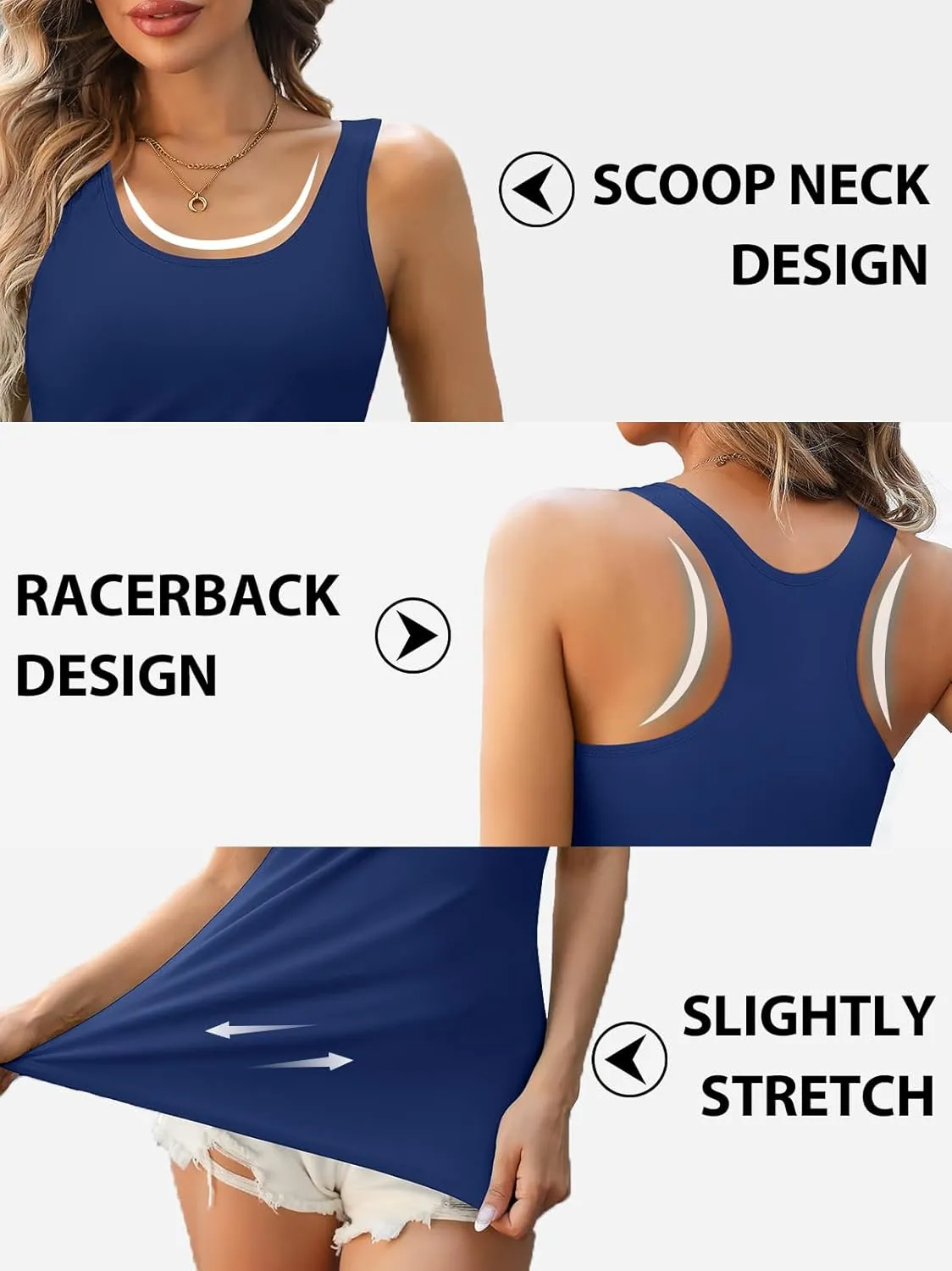 V FOR CITY Womens Shelf Bra Tank Tops Racerback Workout Camis Yoga Shirt Cotton Undershirt 2 Pack