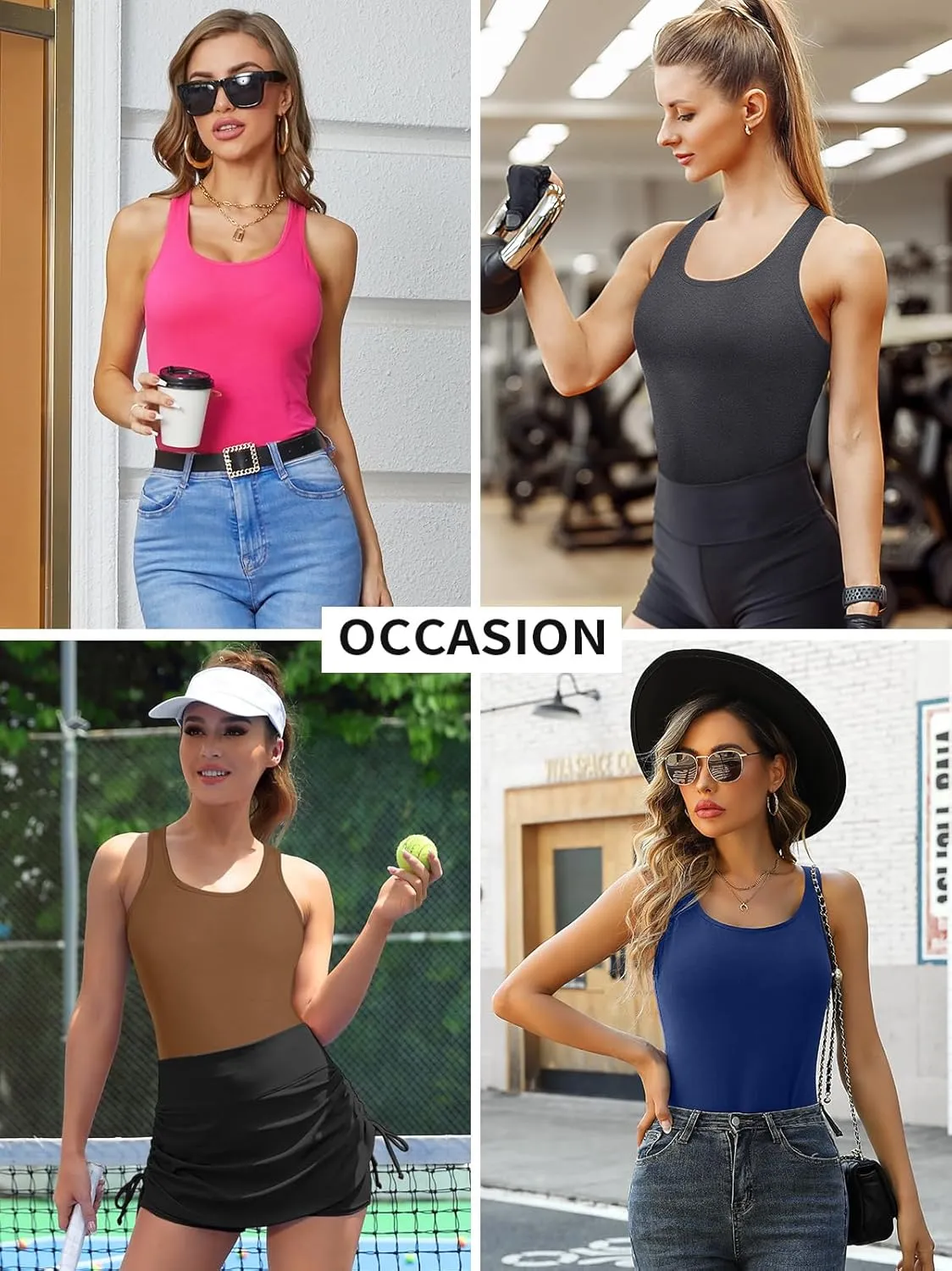 V FOR CITY Womens Shelf Bra Tank Tops Racerback Workout Camis Yoga Shirt Cotton Undershirt 2 Pack