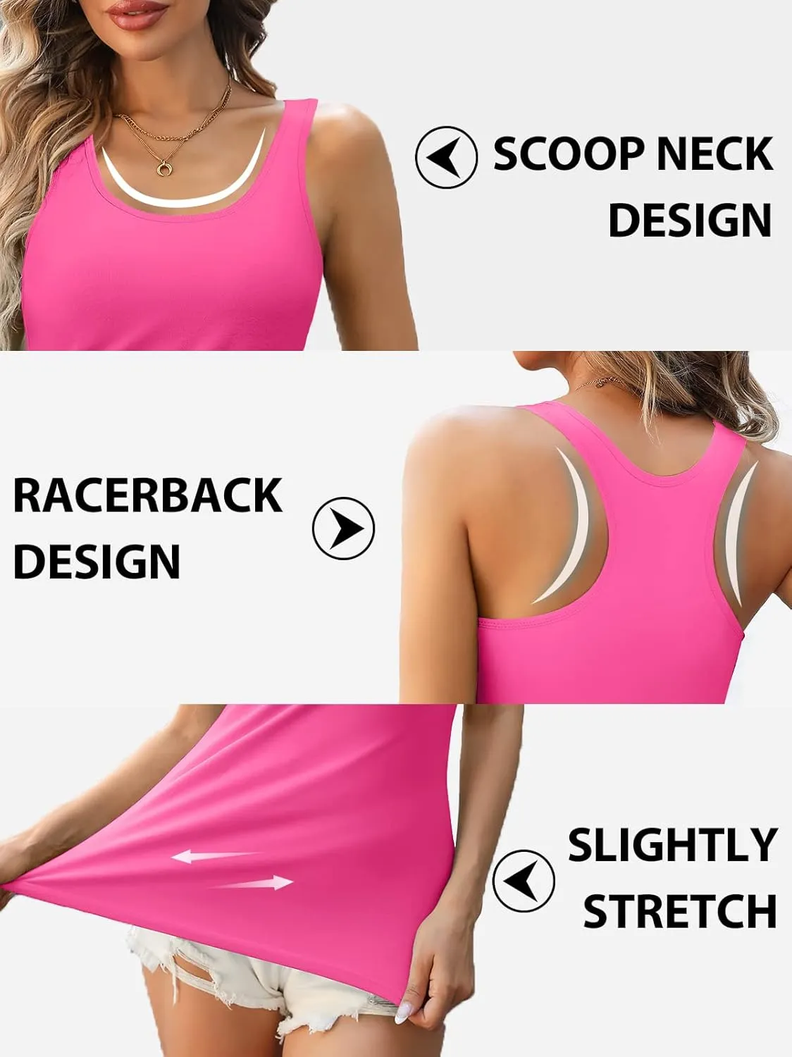 V FOR CITY Womens Shelf Bra Tank Tops Racerback Workout Camis Yoga Shirt Cotton Undershirt 2 Pack