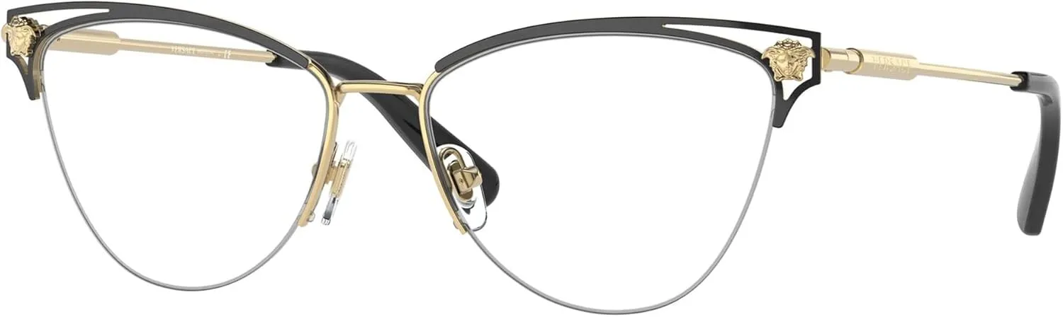 Versace VE 1280 1433 Gold/Black Metal Cat-Eye Eyeglasses 55mm