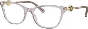 Versace VE3293 55mm Non-Polarized Glasses for Women - Transparent Grey Cat Eye Acetate Frame with Grey Temples, Lightweight & Comfortable Eyeglasses for Prolonged use, eShades Eyewear Kit Included