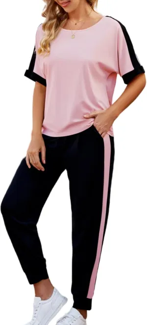 VIMPUNEC Women 2 Piece Outfits Summer Casual Lounge Sets Soft Sweatsuits Trendy Matching Sets