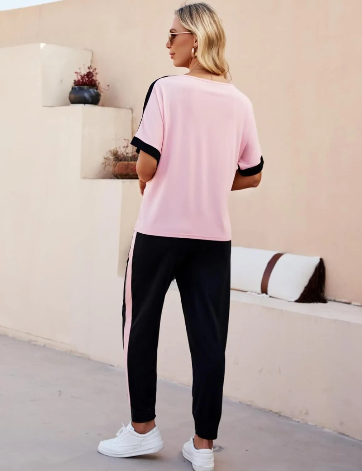 VIMPUNEC Women 2 Piece Outfits Summer Casual Lounge Sets Soft Sweatsuits Trendy Matching Sets