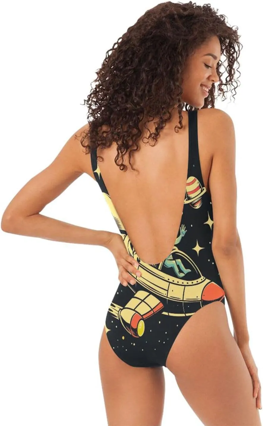 Vintage Nautical Inkfish Starfish Woman's Bathing Suits, Backless Bathing Suits for Women