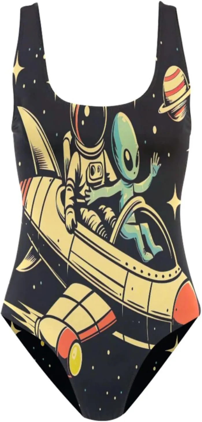 Vintage Nautical Inkfish Starfish Woman's Bathing Suits, Backless Bathing Suits for Women