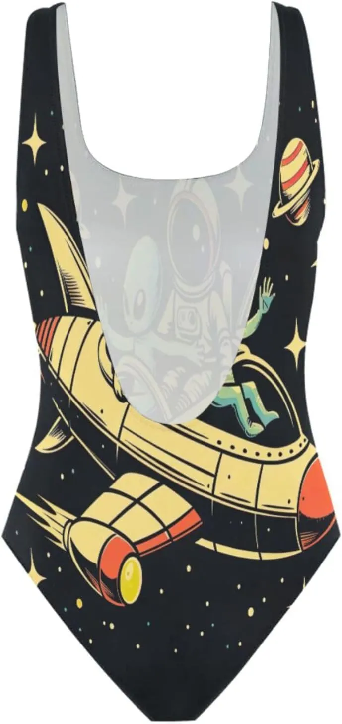 Vintage Nautical Inkfish Starfish Woman's Bathing Suits, Backless Bathing Suits for Women