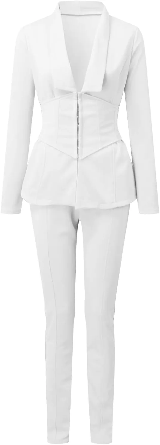 WABEOR Business Casual Outfits for Women Plus Size Formal Pantsuits Evening Party Cocktail Wedding Classy Elegant Pants Suit