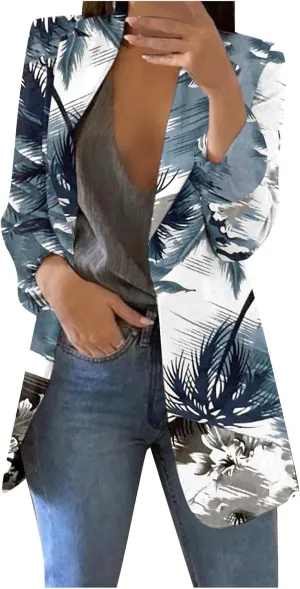 WANZZXCSL Womens Casual Blazers Business Casual Dressy Long Sleeve Lightweight Jackets Spring Summer Cardigan Work Suit
