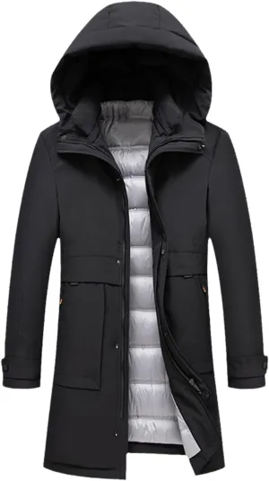 White Duck Down Hooded Jackets Men Men's Winter Warm Hooded Jackets Plus-Size