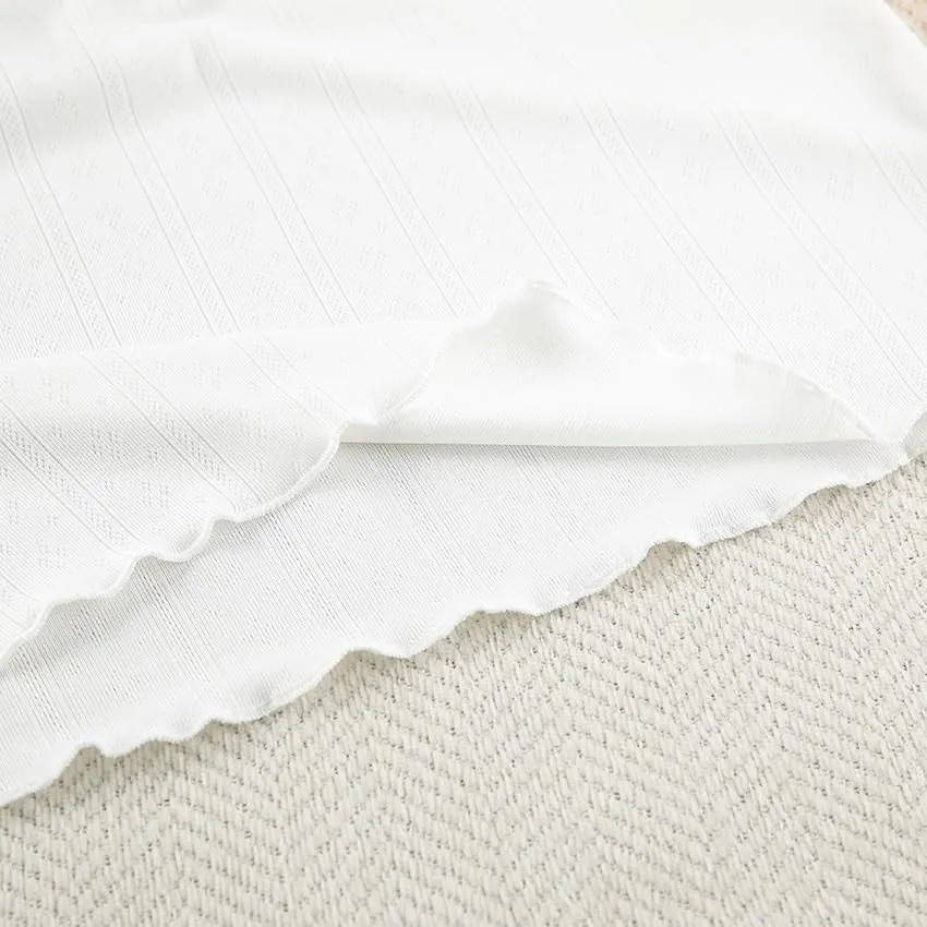 White Lounge Set Women's Soft Ribbed Knit Crop Top & Short Matching Lounge Pajama Outfit Set