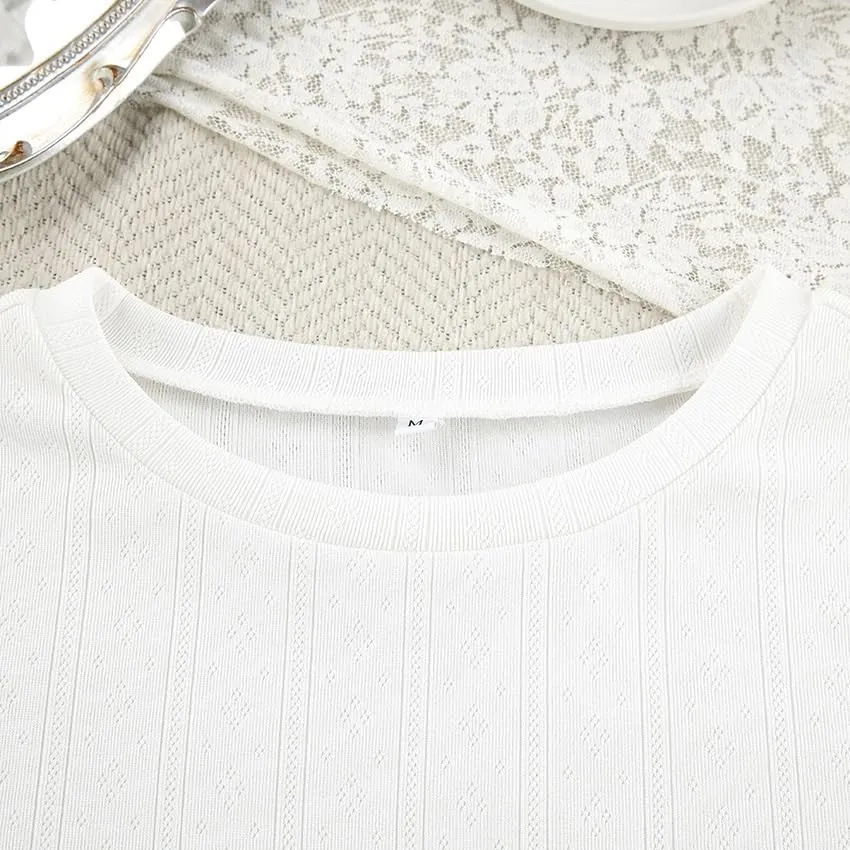 White Lounge Set Women's Soft Ribbed Knit Crop Top & Short Matching Lounge Pajama Outfit Set