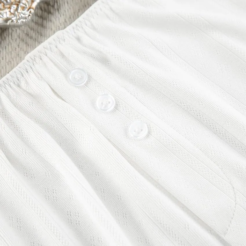 White Lounge Set Women's Soft Ribbed Knit Crop Top & Short Matching Lounge Pajama Outfit Set