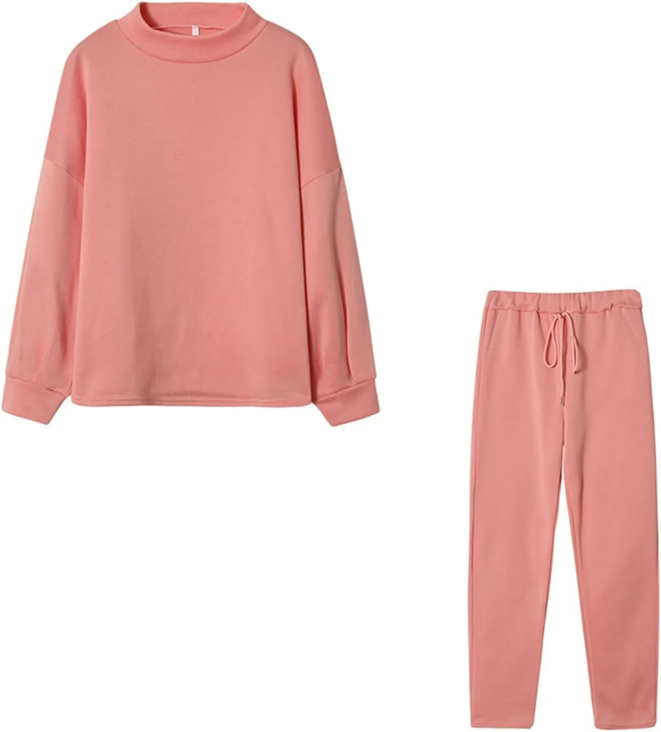 Women 2 Piece Sweatsuits Fleece Lined Tracksuit Long Sleeve Tops and Jogger Pants Set Casual Loose Lounge Sets