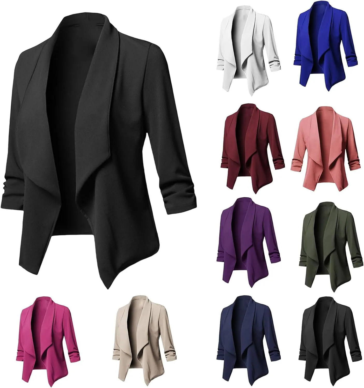 Women Blazers Business Casual Jackets Elegant Office Work Suit Jacket Fashion Long Sleeve Open Front Cardigan Coat Tops