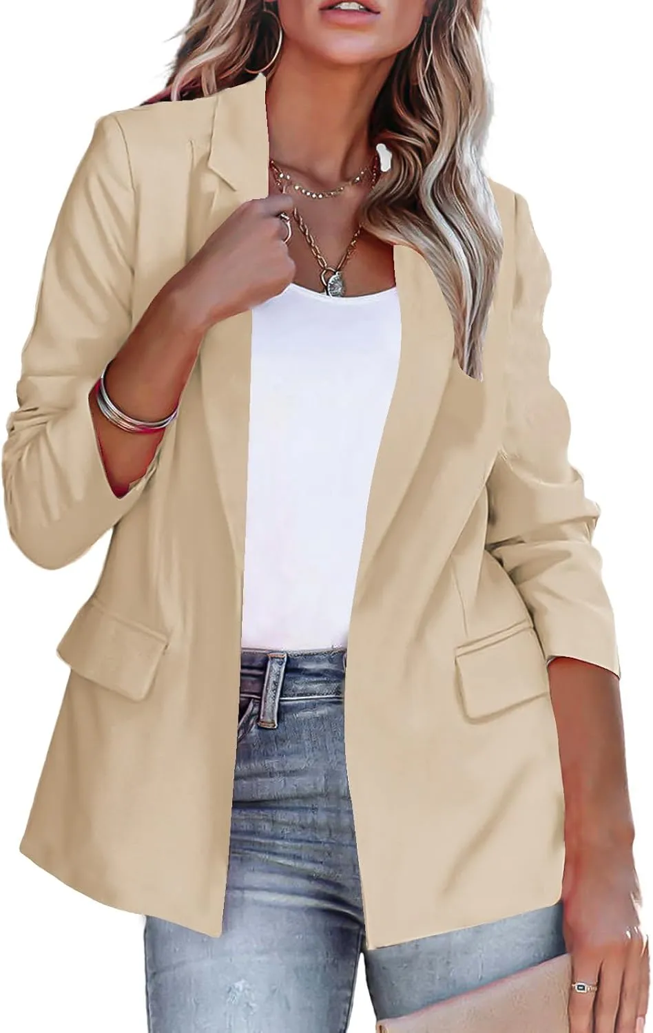Women Blazers for Work Casual Blazers for Women Business Casual Long Sleeve Dressy Suit Jackets Lightweight Front Open