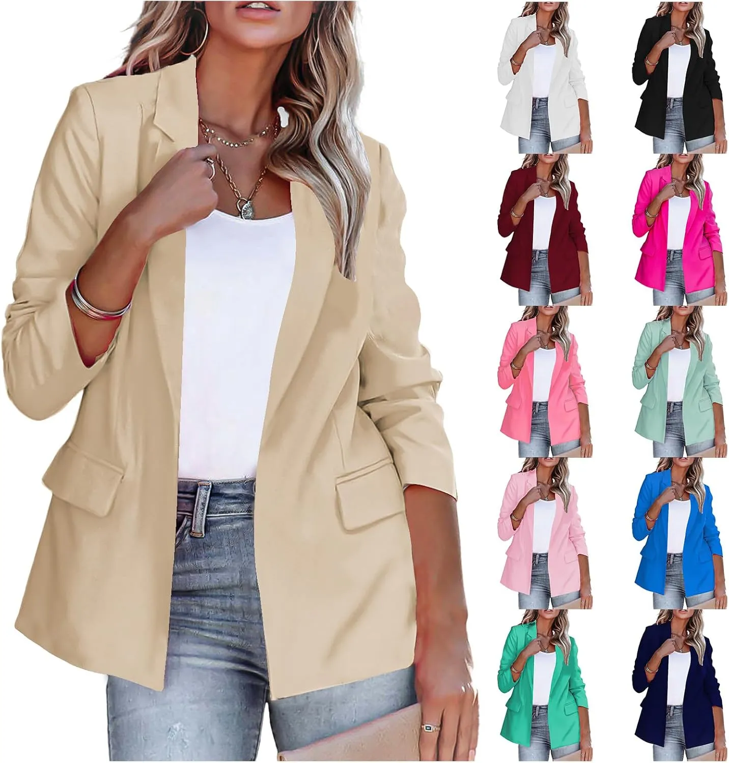 Women Blazers for Work Casual Blazers for Women Business Casual Long Sleeve Dressy Suit Jackets Lightweight Front Open
