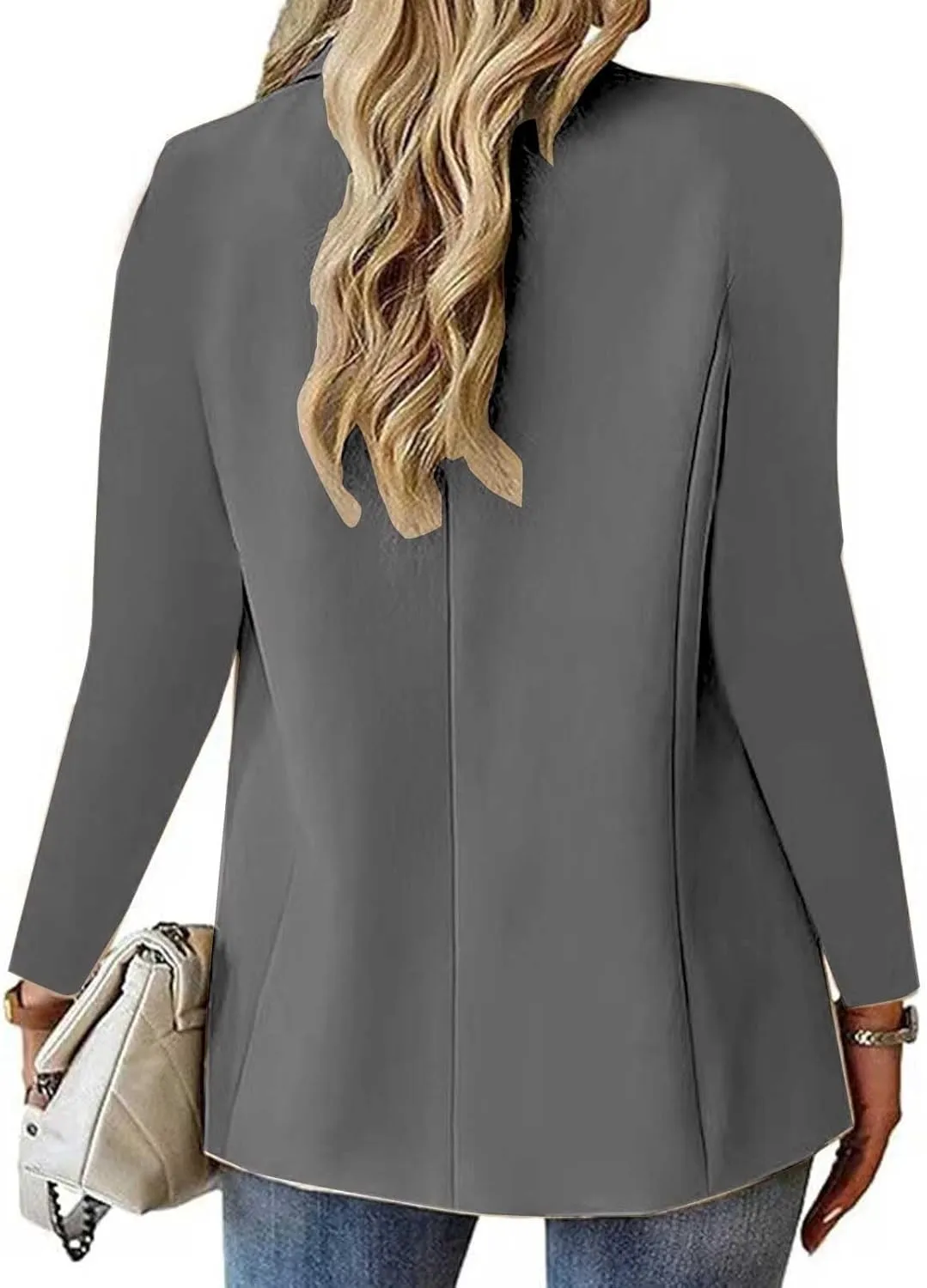Women Blazers for Work Casual Button Lapel Open Front Business Blazer Dressy Long Sleeve Suit Jackets with Pocket