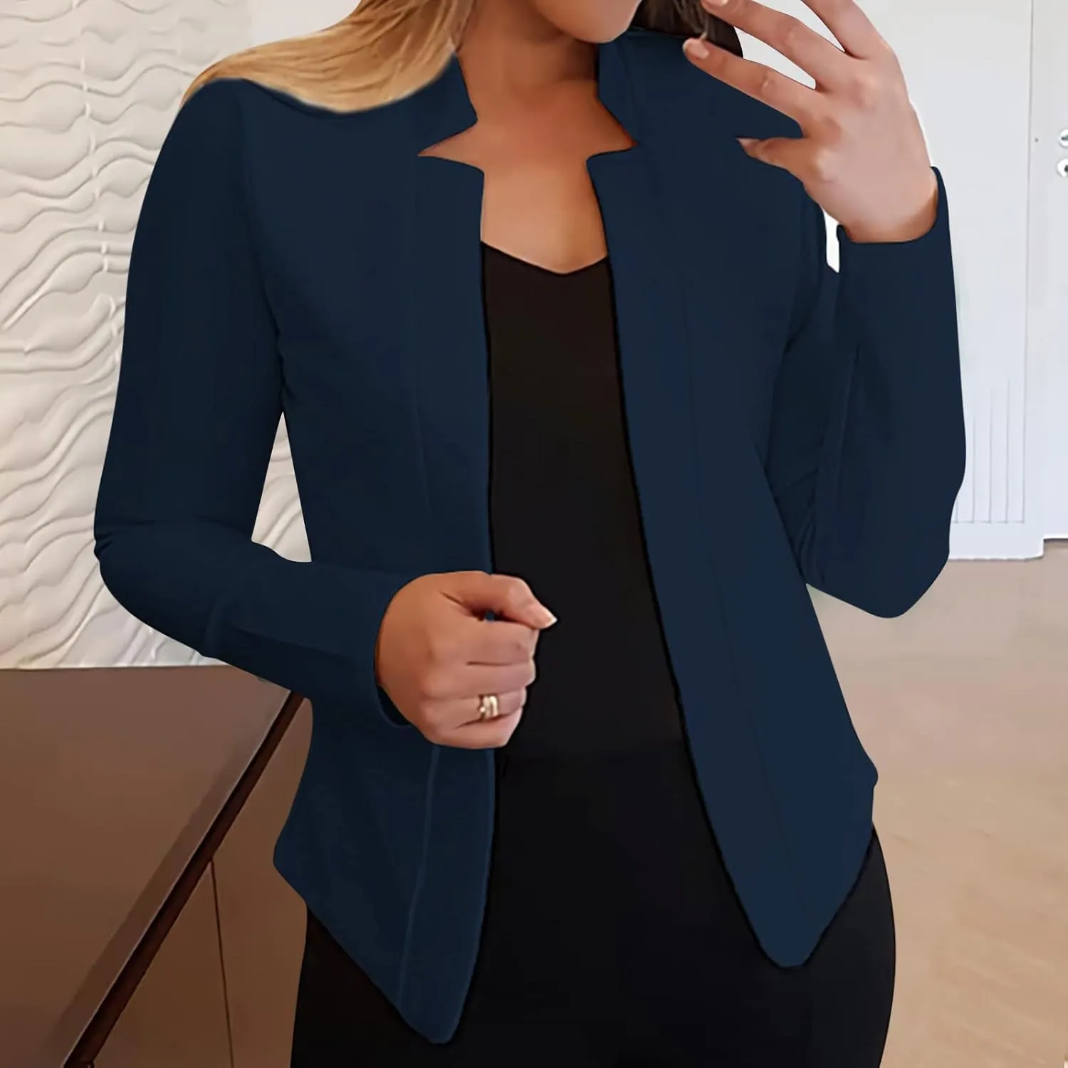 Women Bussiness Blazers Casual Open Front Long Sleeve Work Office Blazer Jacket Button Lapel Blazer 2024