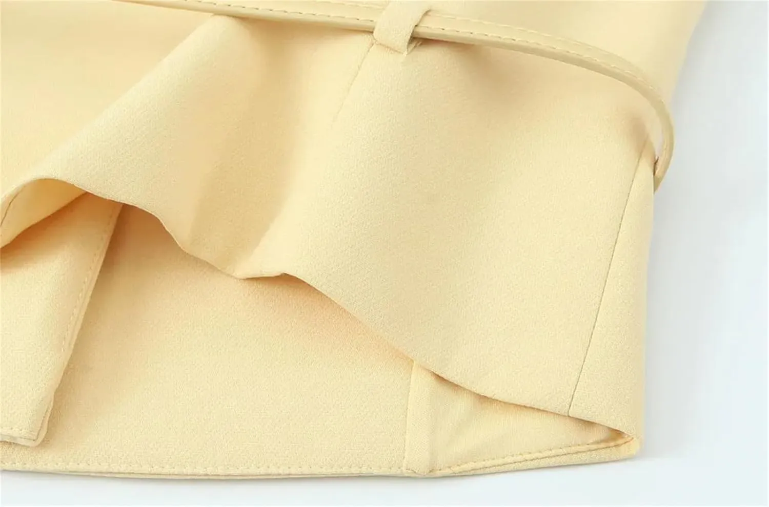 Women Fashion With Belt Front Button Tank Tops And High Waist Side Zipper Midi Skirts Two Piece Sets
