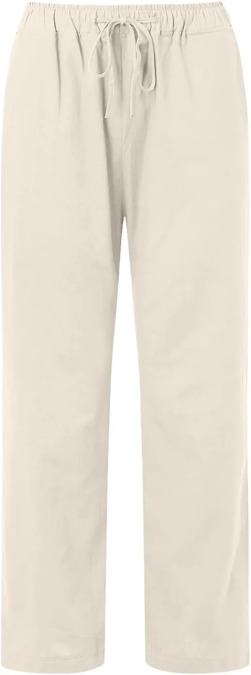 Women High Waisted Wide Leg Pants Fashion Drawstring Elastic Trousers Comfy Straight Leg Long Pants with Pockets