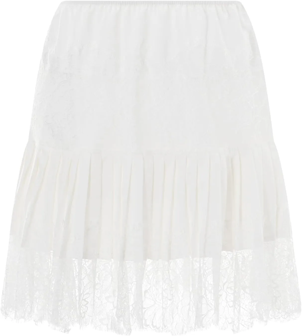 Women Lace Skirt Ruffle Mini Skirt Half Slip Layered Pleated Flowy Skirt