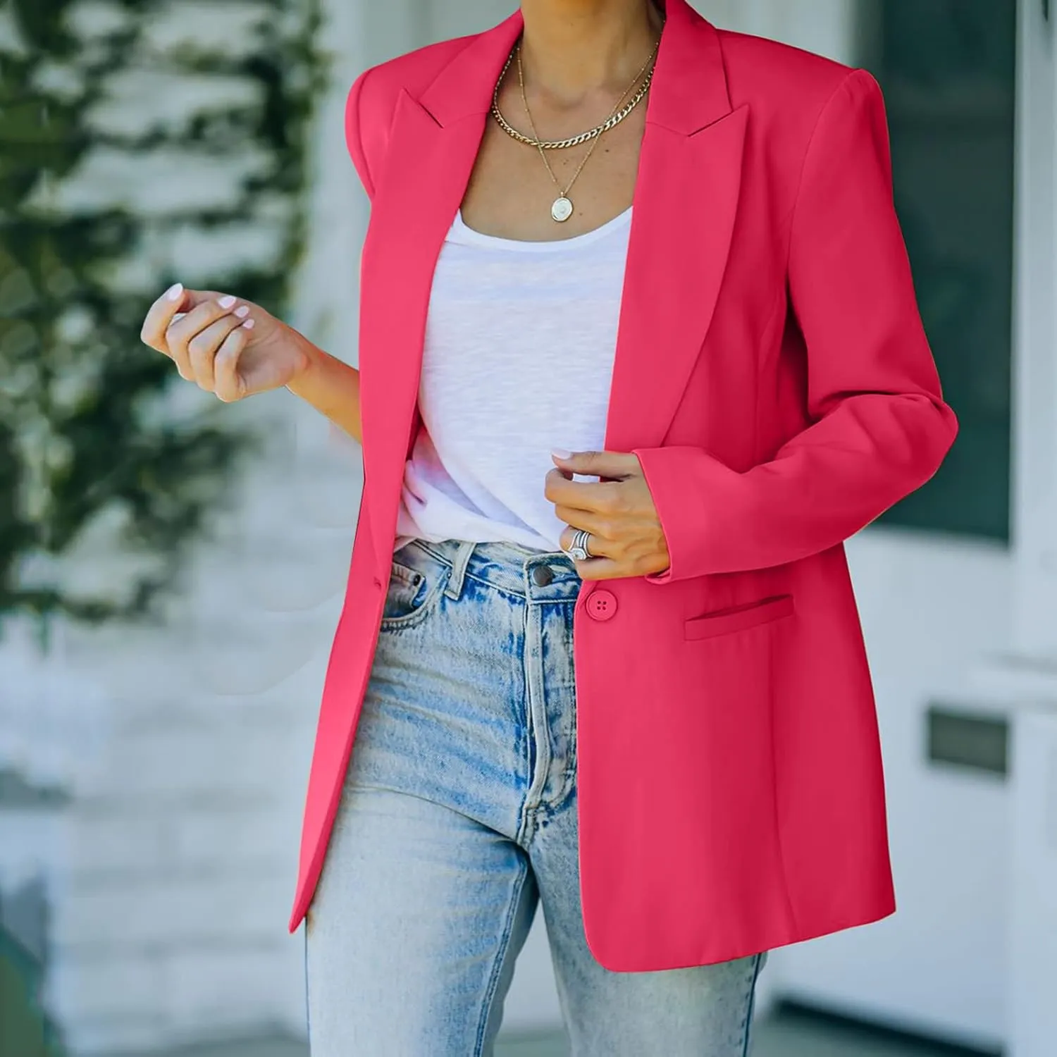 Women Open Front Blazers 2024 Sleeve Front Notched Collar Suit Cardigan Cardigan Fall Fashion Work Office Blazer