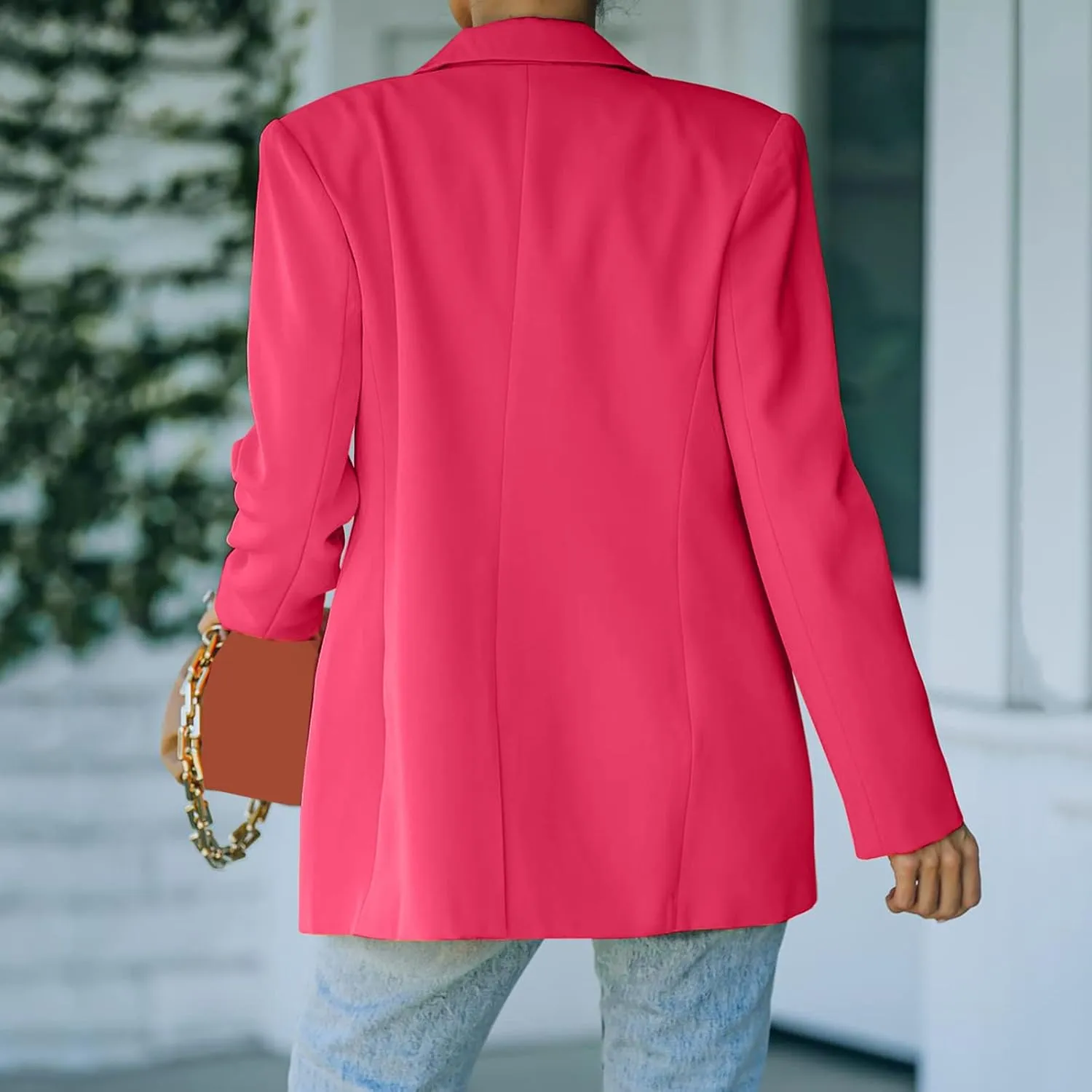 Women Open Front Blazers 2024 Sleeve Front Notched Collar Suit Cardigan Cardigan Fall Fashion Work Office Blazer