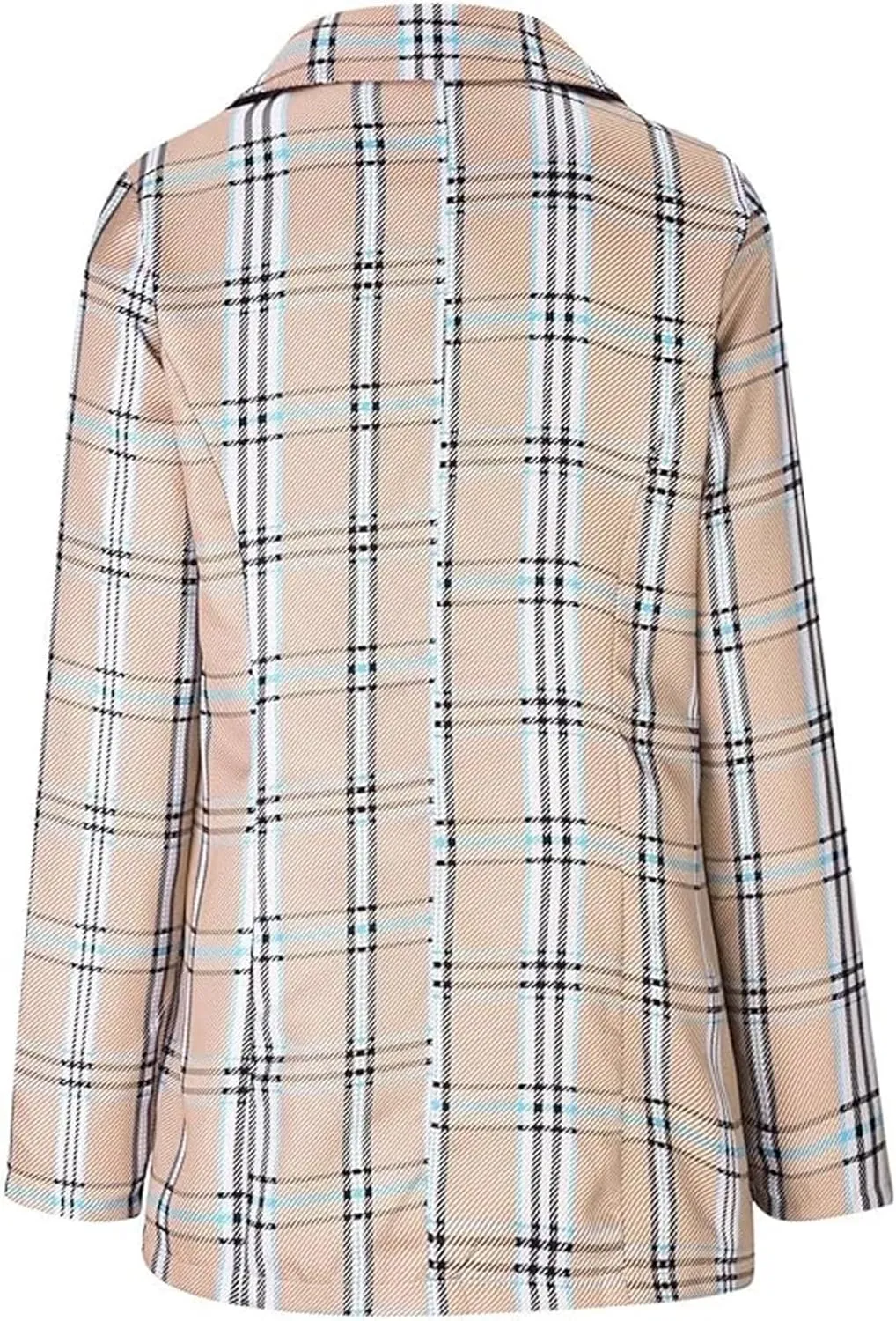 Women Plaid Sweatshirt Blazer Plus Size Notch Lapel Business Work Checkered Suit Jacket Stylish Open Front Cardigan