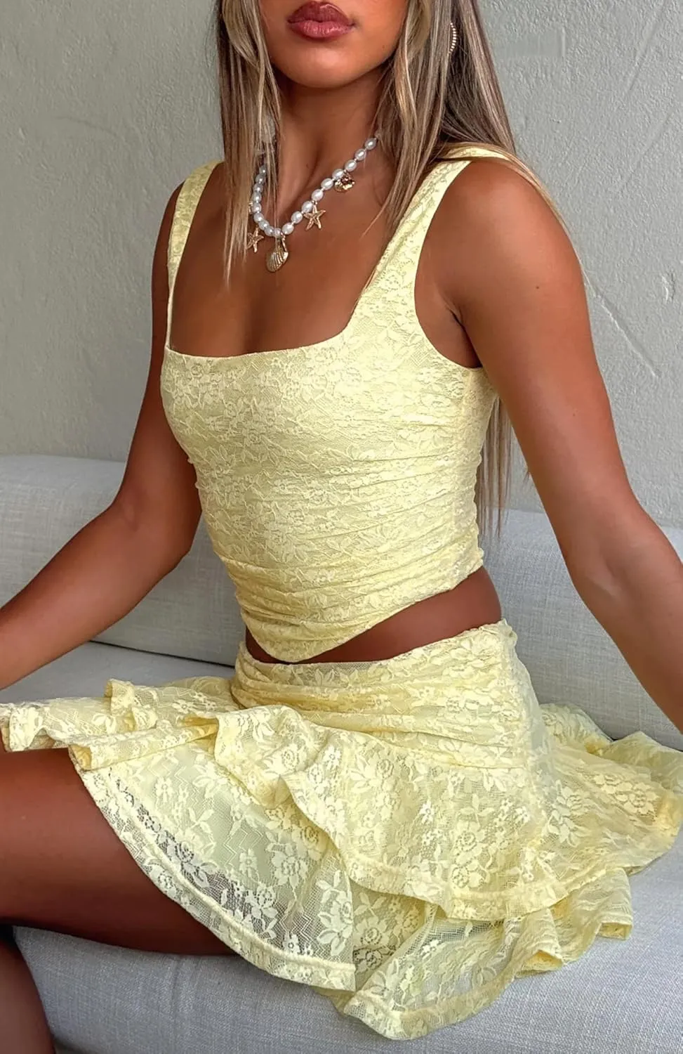 Women Ruffles Lace Mini Skirt Y2k Layered Pleated Short Skirt Floral Lace Flowy Fairy Half Slip Skirts