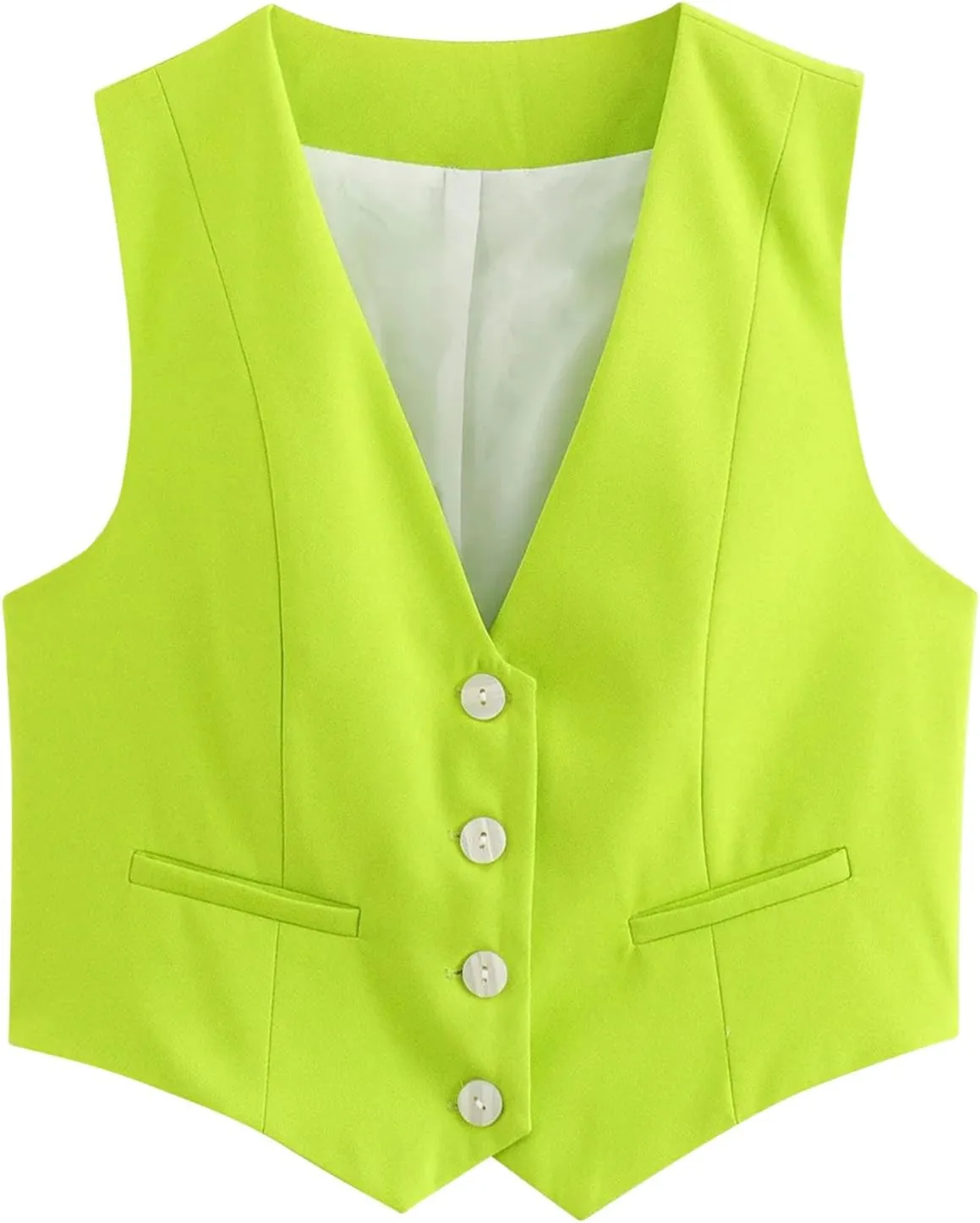 Women Sleeveless Crop Blazer Vest Fitted V Neck Waistcoat Jackets Button Up Irregular Hem Work Office Blazers Jacket