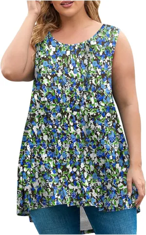 Women Tank Tops Plus Size 2025 Trendy Tanks Casual Crew Neck Comfy Oversized Sleeveless Tops Summer Basic Tees Blouses