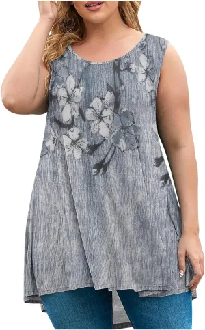 Women Tank Tops Plus Size 2025 Trendy Tanks Casual Crew Neck Comfy Oversized Sleeveless Tops Summer Basic Tees Blouses