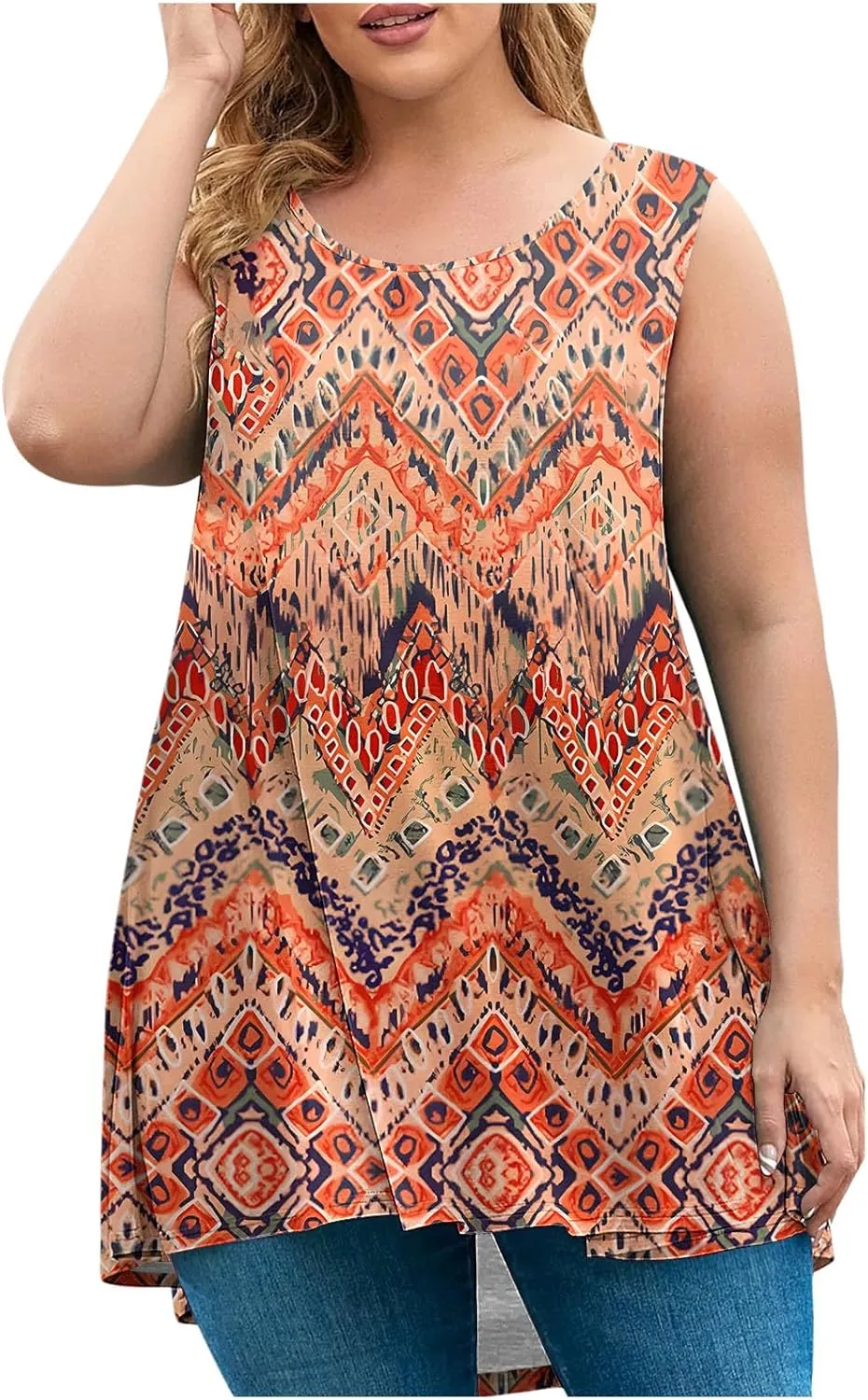 Women Tank Tops Plus Size 2025 Trendy Tanks Casual Crew Neck Comfy Oversized Sleeveless Tops Summer Basic Tees Blouses