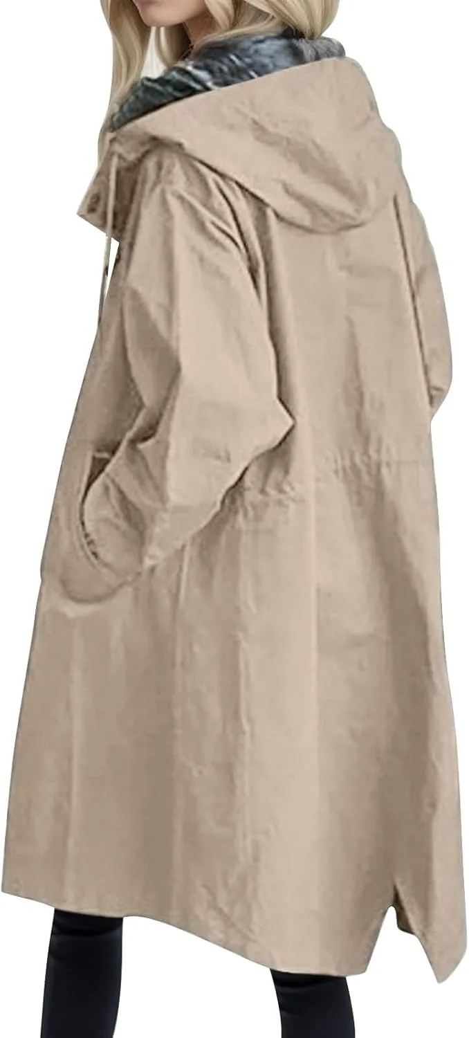 Women Trench Coat/Windbreaker Spring and Fall Fashion,Water Resistant Thin Transition Jacket